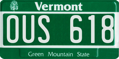 VT license plate OUS618