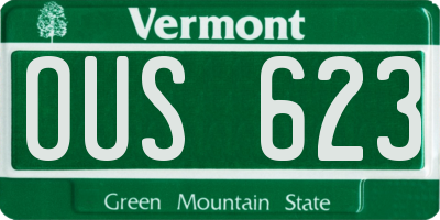 VT license plate OUS623