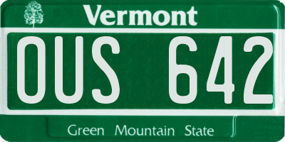 VT license plate OUS642