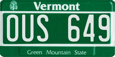 VT license plate OUS649