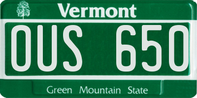 VT license plate OUS650