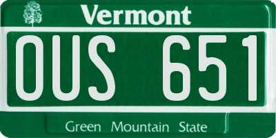 VT license plate OUS651