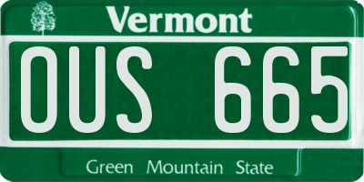VT license plate OUS665