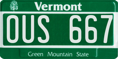VT license plate OUS667