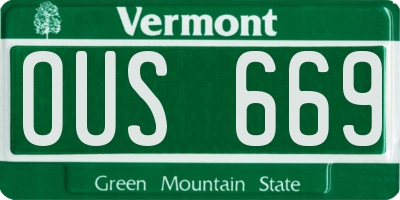 VT license plate OUS669