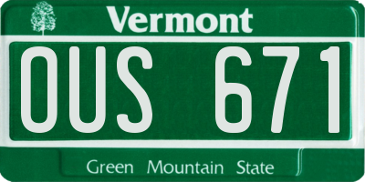 VT license plate OUS671