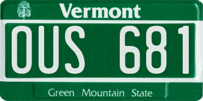VT license plate OUS681