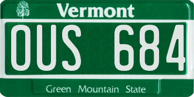 VT license plate OUS684