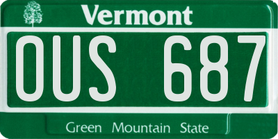 VT license plate OUS687