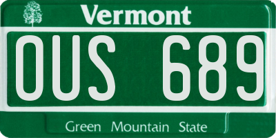 VT license plate OUS689