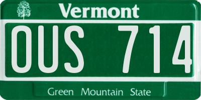 VT license plate OUS714