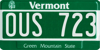 VT license plate OUS723