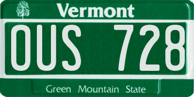 VT license plate OUS728