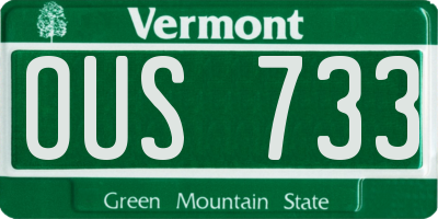 VT license plate OUS733