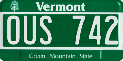 VT license plate OUS742