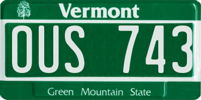 VT license plate OUS743