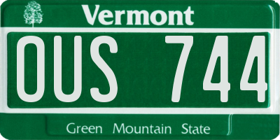 VT license plate OUS744