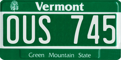 VT license plate OUS745