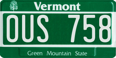 VT license plate OUS758