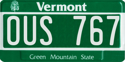 VT license plate OUS767