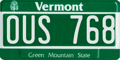 VT license plate OUS768