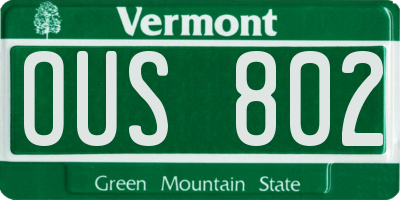 VT license plate OUS802