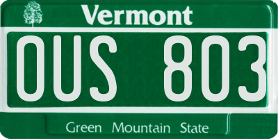 VT license plate OUS803