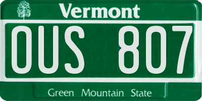 VT license plate OUS807