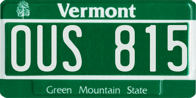VT license plate OUS815