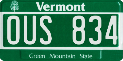 VT license plate OUS834