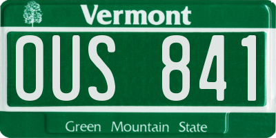 VT license plate OUS841