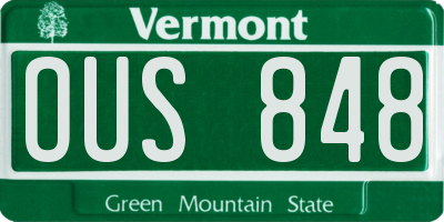 VT license plate OUS848