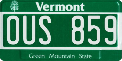 VT license plate OUS859