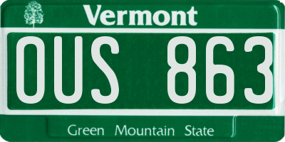 VT license plate OUS863