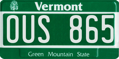 VT license plate OUS865