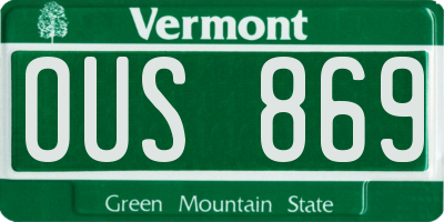 VT license plate OUS869