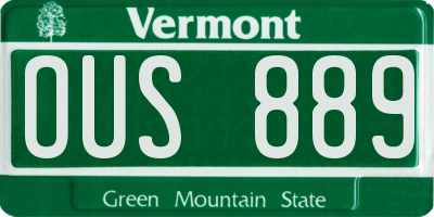 VT license plate OUS889
