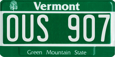 VT license plate OUS907