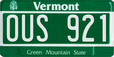 VT license plate OUS921