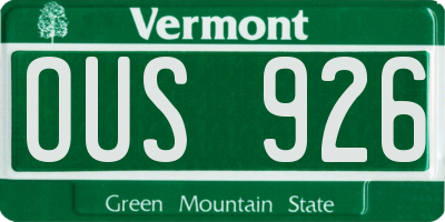 VT license plate OUS926
