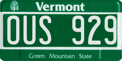 VT license plate OUS929
