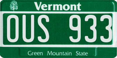 VT license plate OUS933
