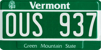 VT license plate OUS937