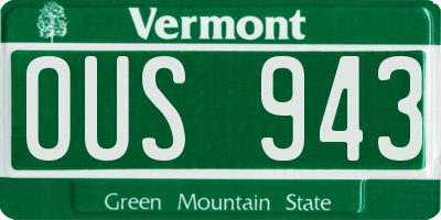 VT license plate OUS943