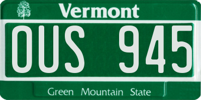 VT license plate OUS945