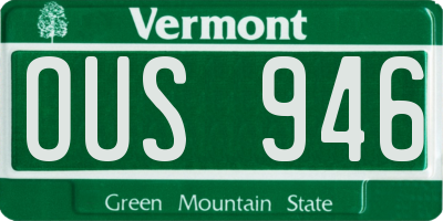 VT license plate OUS946