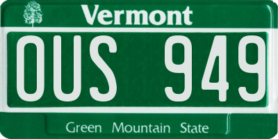 VT license plate OUS949