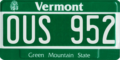 VT license plate OUS952