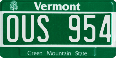 VT license plate OUS954