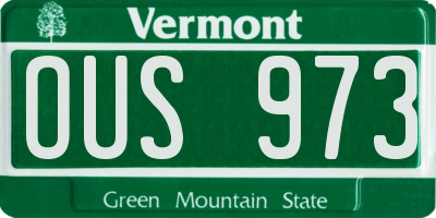 VT license plate OUS973